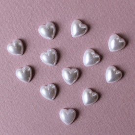 Набір перламутрових половинок сердечок 10 мм білого кольору, 10 шт