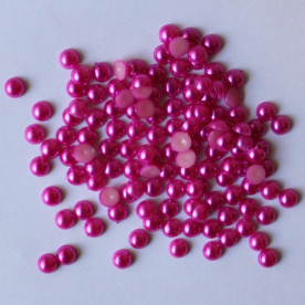Набір перламутрових половинок перлин 5 мм кольору фуксії, 50 шт