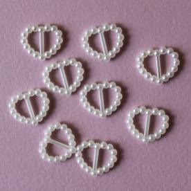 Набір пряжок-сердечок 16х15 мм кремового кольору, 5 шт
