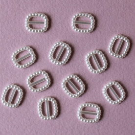 Набір пряжок прямокутної форми 11х13 мм білого кольору, 10 шт