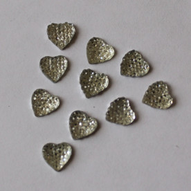 Набор сердечек из страз серебристого цвета 8 мм, 10 шт