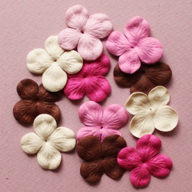 Набір 10 квіток гортензії в рожевих і коричневих тонах, 30 мм