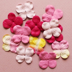 Набор 10 цветков гортензии в розовых тонах, 30 мм