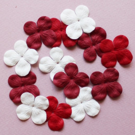 Набор 10 цветков гортензии в красных тонах, 30 мм