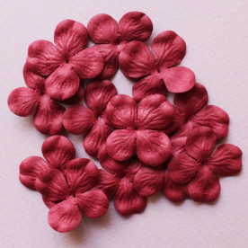 Набір 10 квіток гортензії бордового кольору, 30 мм