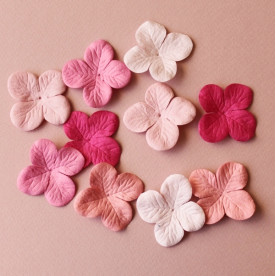 Набір 10 квіток гортензії в рожевих тонах, 40 мм