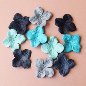 Набір 10 квіток гортензії в синіх тонах, 40 мм