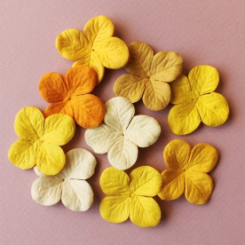 Набір 10 квіток гортензії в жовтих тонах, 40 мм