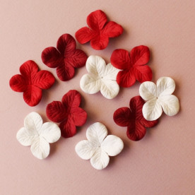 Набір 10 квіток гортензії в червоних тонах, 40 мм