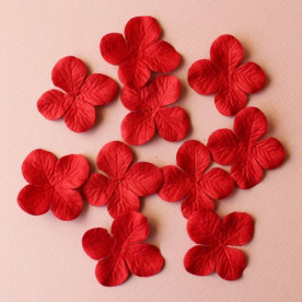 Набір 10 квіток гортензії червоного кольору, 40 мм