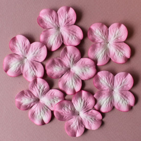 Набор 10 цветков гортензии бело-розового цвета, 50 мм