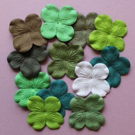 Набір 10 квіток гортензії в зелених тонах, 50 мм