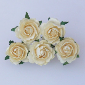Набір 5 декоративних чайних троянд кремового кольору, 25 мм