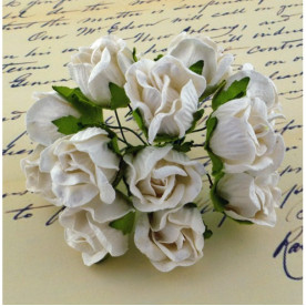 Набор бутонов диких розочек белого цвета, 2 см, 5 шт