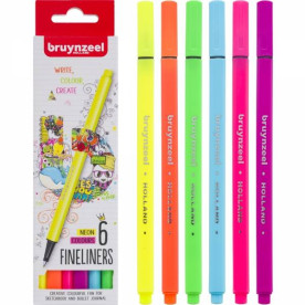 Набір лінерів Fineliner Neon, Неонові кольори, 6кол., Bruynzeel