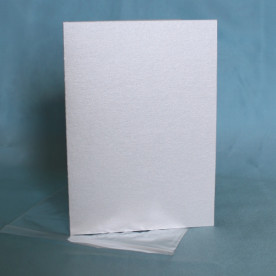 Заготовка для открытки с пакетом 12х17 см, серебряная перламутровая
