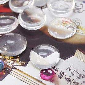 Прозорий напівкруглий скляний кабошон, 18 мм, товщина ок. 6 мм