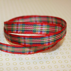 Стрічка в червоно-зелену клітку, ширина 10 мм, довжина 90 см
