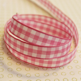 Стрічка в рожеву клітинку, ширина 10 мм, довжина 90 см