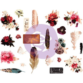 Набір вирубування з чіпборда Prima Marketing Midnight Garden Chipboard Stickers, з фольгуванням, 23 од, Prima