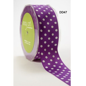 Лента GROSGRAIN/DOTS PURPLE/WHITE от May Arts, 90 см