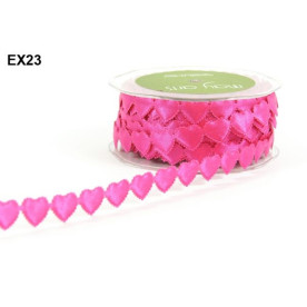 Декоративная лента "Сердечки" ярко-розового цвета 90 см от May Arts