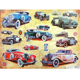 Декупажна карта "Ретро автомобілі" 40х30 см від компанії Art
