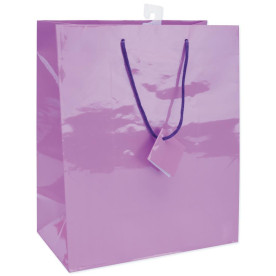 Пакет подарочный глянцевый 26х31 см, ручки лента, сиреневый