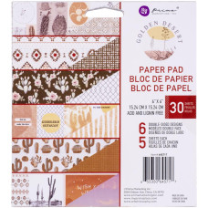 Набор скрапбумаги, Golden Desert Paper, 6 листов, 15х15 см, Prima
