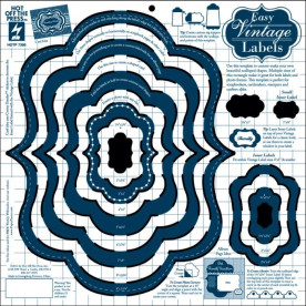 Пластиковий трафарет Easy Vintage Label, 30х30 см від Hot Off The Press