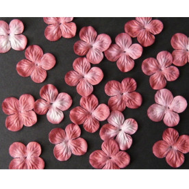 Набор 10 цветков гортензии красного и белого тонов, 25 мм