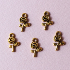 Металева підвіска "Троянда" кольору античного золота, 15х10 мм, 10 шт