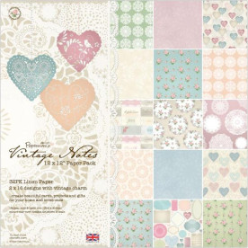 Набір паперу Vintage Notes 30x30 см, 16 аркушів від компанії Papermania
