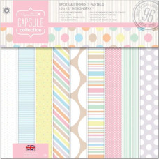 Набір паперу Spots & Stripes Pastel 30х30 см, 48 аркушів від компанії Papermania