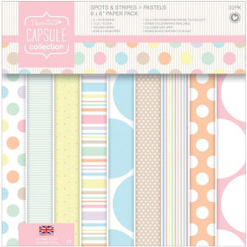 Набор бумаги Spots & Stripes Pastels 15х15 см, 16 листов от компании Papermania