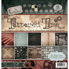 Набор бумаги для скрапбукинга Tattered Time с лаком, 30х30 см 24 листа, DCWV