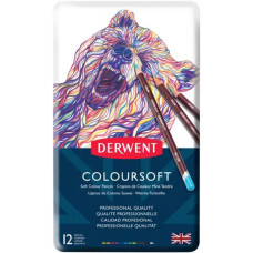 Набор цветных карандашей Coloursoft, 12 шт, металлическая коробка, Derwent