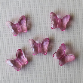 Бусинка из акрила "Бабочка" розового цвета, 22х18х9 мм