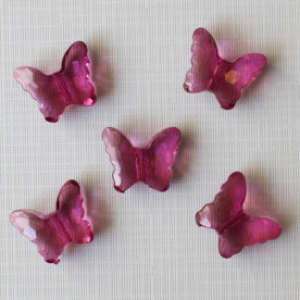 Бусинка из акрила "Бабочка" малинового цвета, 22х18х9 мм