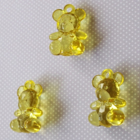 Акриловая подвеска "Мишка" желтого цвета, 35х24х15 мм