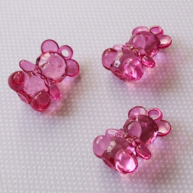 Акрилова підвіска "Ведмедик" малинового кольору, 35х24х15 мм