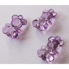 Акрилова підвіска "Ведмедик" фіолетового кольору, 35х24х15 мм