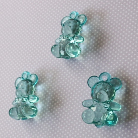 Акрилова підвіска "Ведмедик" блакитного кольору, 35х24х15 мм