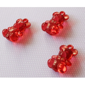 Акрилова підвіска "Ведмедик" червоного кольору, 35х24х15 мм