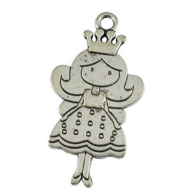 Металлическая подвеска "Принцесса" цвета состаренного серебра, 48х25 мм