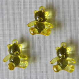 Акриловая подвеска "Медвежонок" желтого цвета, 25х21х10 мм