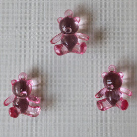 Акриловая подвеска "Медвежонок" розового цвета, 25х21х10 мм