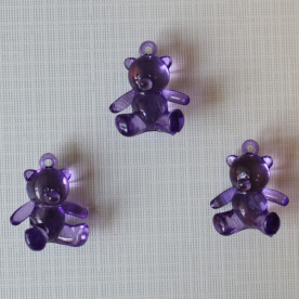 Акрилова підвіска "Ведмедик" фіолетового кольору, 25х21х10 мм