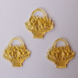 Акриловая подвеска "Корзинка с цветами", оранжевого цвета, 44х42 мм