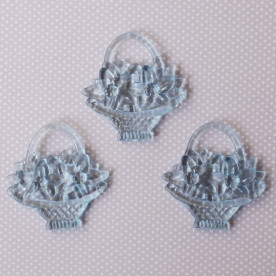 Акрилова підвіска "Кошик з квітами", блакитного кольору, 44х42 мм